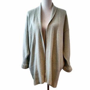 JH Collectibles Womens Vtg Pale Green Wool/Angora Open Shawl Collar Cardigan L